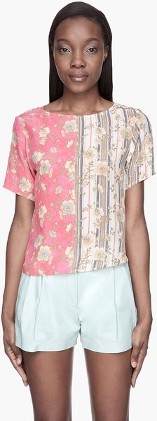Suno Half and Half Calico Silk Tshirt - Lyst