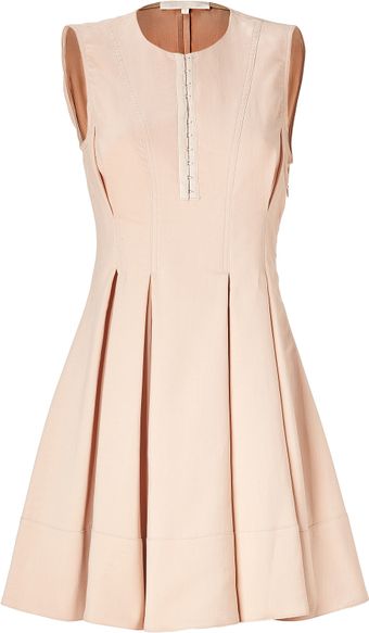 Vanessa Bruno Blush Cotton-Linen Pleated Dress - Lyst
