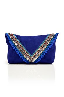 Matthew Williamson Electric Blue Suede Embellished Envelope Clutch - Lyst