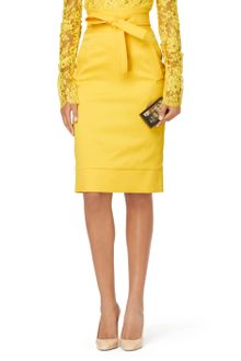 Oscar de la Renta Slim Skirt with Pockets Tie At Waist - Lyst