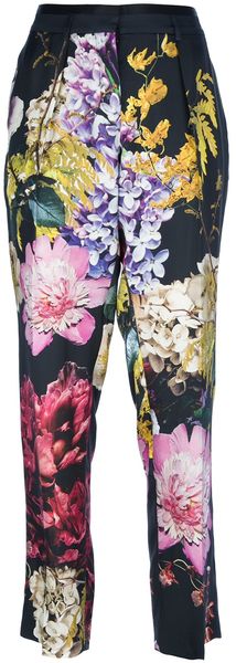 Roberto Cavalli Floral Print Trouser - Lyst
