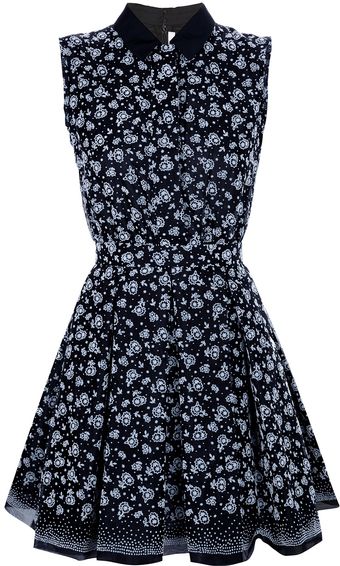 Victoria Beckham Floral Sleeveless Shirt Dress - Lyst