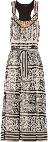 Vineet Bahl Embroidered Printed Chiffon Dress - Lyst
