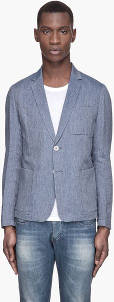 Billtornade Blue Herringbone Twill Deny Blazer - Lyst