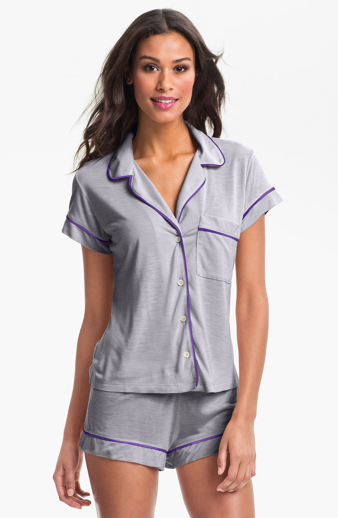 Eberjey Gisele Shortie Pajamas In Purple Slate Wild Purple Lyst