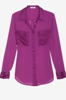 Equipment Slim Signature Satin Contrast Blouse - Lyst