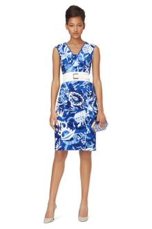 Oscar de la Renta V-Neck Sleeveless Dress with Drop-Waist - Lyst