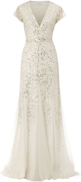 Untold Cap Sleeve Beaded Gown - Lyst