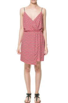 Zara Printed Dress with Asymmetric Skirt - Lyst