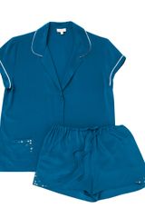 Aloe Teal Silk Crepe Peony Pyjamas