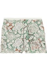 Anna Sui Lacecovered Printed Silk Shorts