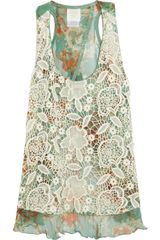 Anna Sui Lacecovered Printed Silk Tank
