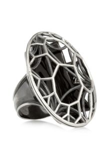 Bottega Veneta Enameled Sterling Silver Cage Ring - Lyst