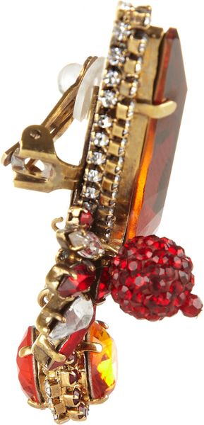 Erickson Beamon Envy Goldplated Swarovski Crystal Clip Earrings In Orange Gold Lyst