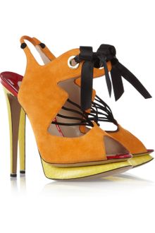 Nicholas Kirkwood Suede and Elaphe Slingback Sandals - Lyst