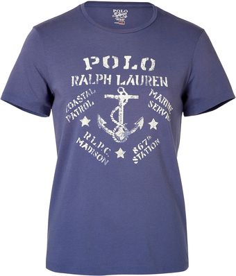 Ralph Lauren Classic Blue Jersey Printed Tshirt - Lyst