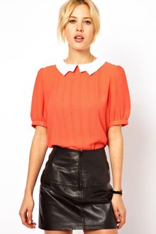 ASOS Collection Blouse with Contrast Lightening Collar - Lyst