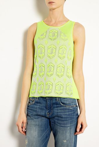 Dagmar Yellow Drew Lace Knit Tank Top - Lyst