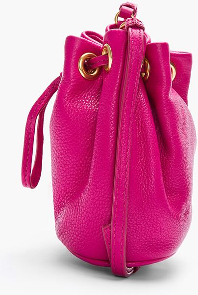 fuchsia leather handbag