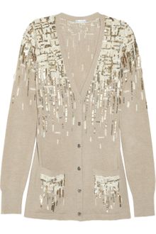 Oscar de la Renta Sequin Embellished Embroidered Cashmere Cardigan - Lyst