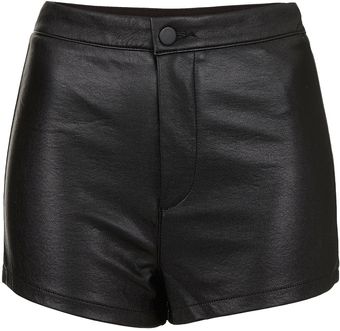 Topshop Pu High Waist Shorts - Lyst