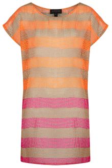Topshop Tangerine Stripe Net Cover Up - Lyst