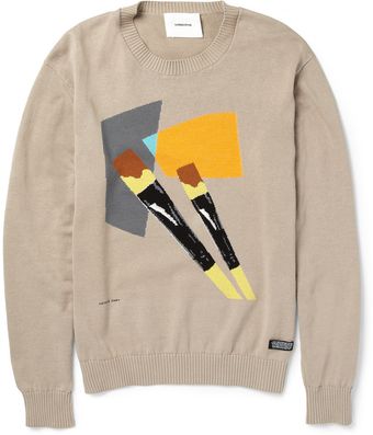 Undercover Paint Brush Intarsia Cotton Sweater - Lyst