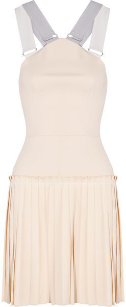 Victoria Beckham Pleated Cotton Blend Crepe Mini Dress - Lyst
