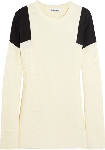 Jil Sander Twotone Silk Sweater - Lyst