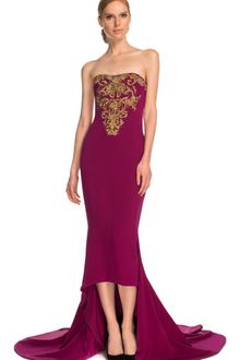 Marchesa Embroidered Fourply Crepe Gown - Lyst