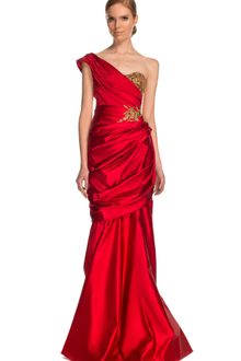 Marchesa Duchess Satin One-Shoulder Gown - Lyst