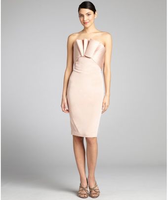 Notte By Marchesa Blush Silk Chiffon Strapless Sculpted Bodice Dress - Lyst