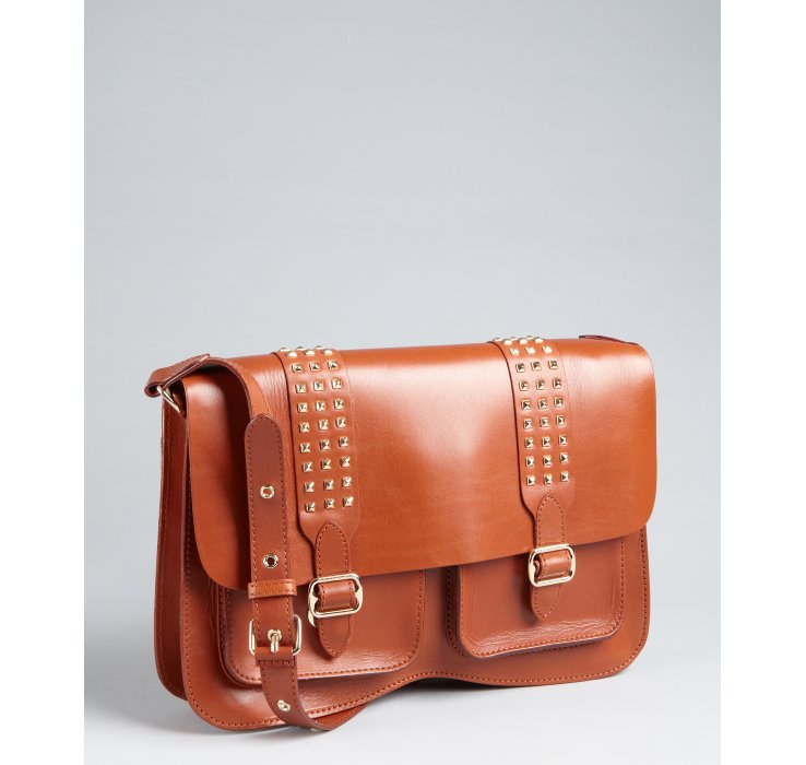 Rebecca Minkoff Studded Leather Large Shoulder Bag in Brown (milk