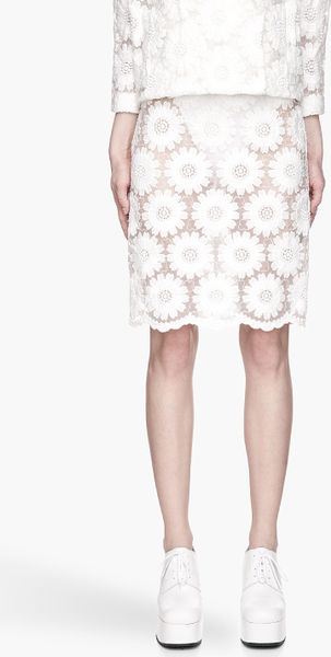 Simone Rocha White Jacquard Big Daisy Skirt - Lyst