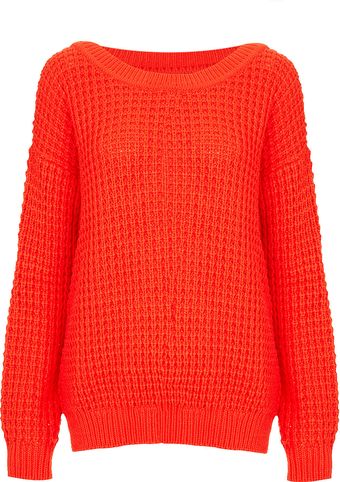 Topshop Knitted Scoop Neck Jumper - Lyst
