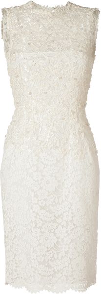 Valentino Ivory Cotton Lace Dress - Lyst