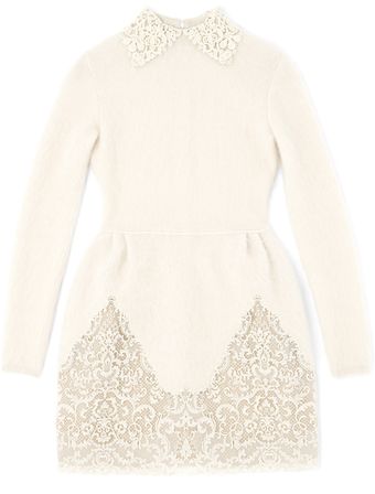 Valentino Long Sleeved Tulip Dress with Embroidered Collar and Hem - Lyst