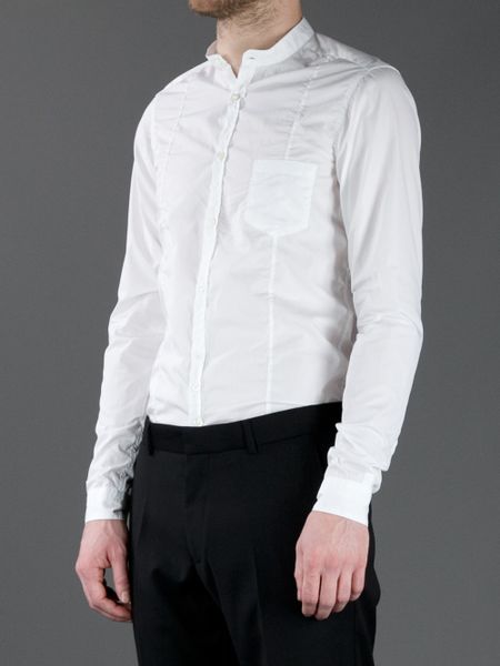 mens white collarless shirt uk