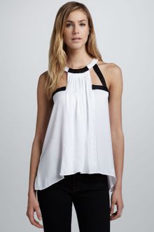 BCBGMAXAZRIA Contrast-Trim Cut-Out Tank - Lyst