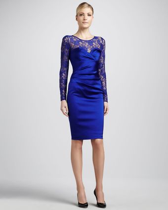 David Meister Lace Sweetheart Neck Illusion Dress - Lyst