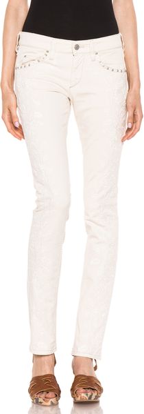 Isabel Marant Galix Embroidered Jeans in Pale Shaw - Lyst