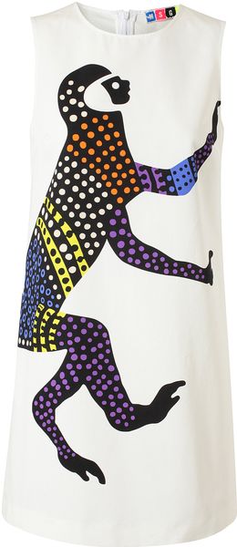 MSGM Monkey Printed Cotton Dress - Lyst