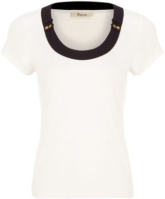 Precis Petite Ivory Button Detail Jersey Top - Lyst