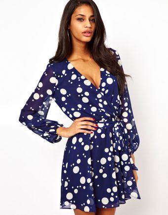 ASOS Collection  Wrap Dress in Spot Print - Lyst