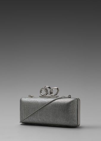 Diane Von Furstenberg Sutra Metallic Canvas Clutch in Sliver - Lyst