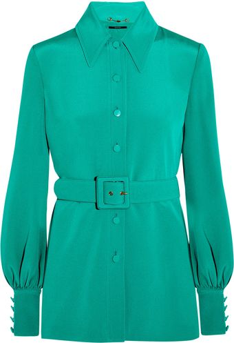 Gucci Belted Silktwill Blouse - Lyst
