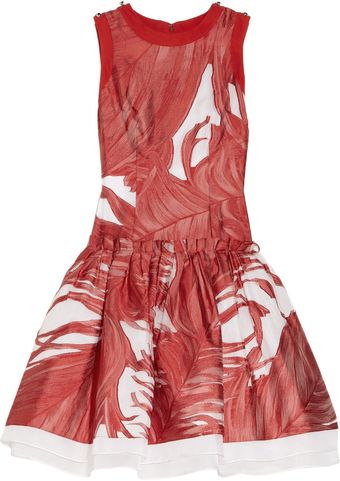 Prabal Gurung Droppedwaist Silk Fil Coupé Dress - Lyst