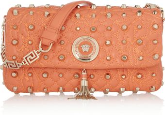 Versace Studded Leather Shoulder Bag - Lyst