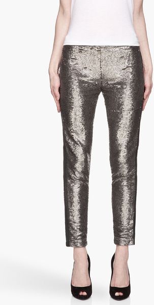 Iro Grey and Gold Heavily Sequined Slim Trousers - Lyst