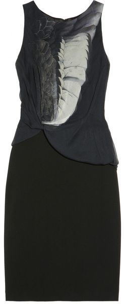 Prabal Gurung Printed Silk Chiffon and Wool Blend Dress - Lyst